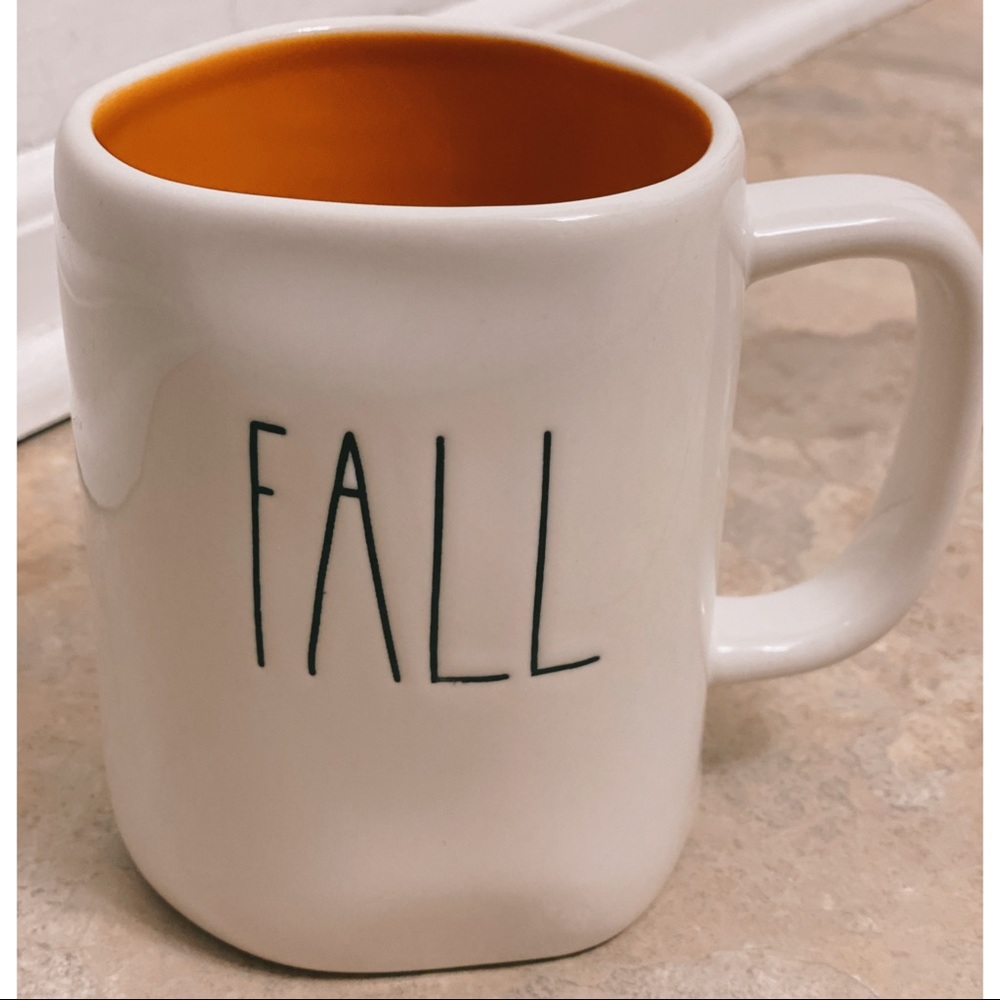 Rae Dunn FALL Y’ALL mug with orange inside